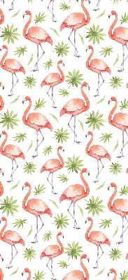 Fensterrollo für den Innenbereich mit Motiv von Flamingos und Blättern