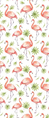 Fensterrollo für den Innenbereich mit Motiv von Flamingos und Blättern