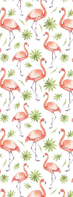 Fensterrollo für den Innenbereich mit Motiv von Flamingos und Blättern