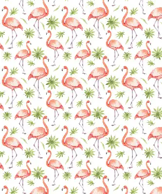 Fensterrollo für den Innenbereich mit Motiv von Flamingos und Blättern