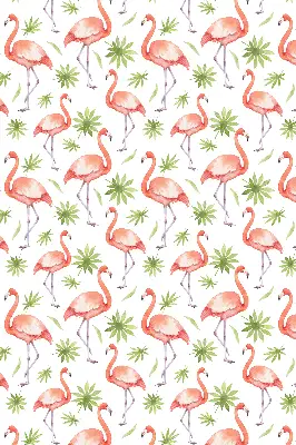 Fensterrollo für den Innenbereich mit Motiv von Flamingos und Blättern