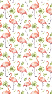 Fensterrollo für den Innenbereich mit Motiv von Flamingos und Blättern