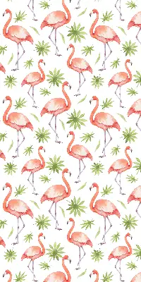 Fensterrollo für den Innenbereich mit Motiv von Flamingos und Blättern