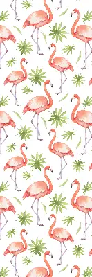 Fensterrollo für den Innenbereich mit Motiv von Flamingos und Blättern