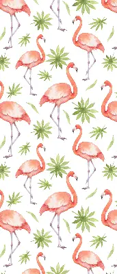 Fensterrollo für den Innenbereich mit Motiv von Flamingos und Blättern