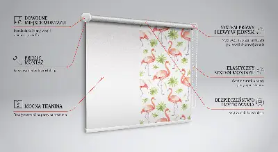 Fensterrollo für den Innenbereich mit Motiv von Flamingos und Blättern
