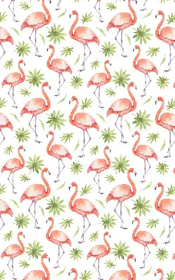 Fensterrollo für den Innenbereich mit Motiv von Flamingos und Blättern