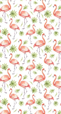 Fensterrollo für den Innenbereich mit Motiv von Flamingos und Blättern