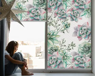 Fensterrollo mit Motiv grüner Pflanzen