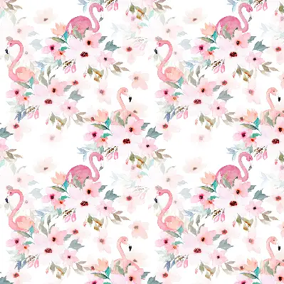 Rollo Fenster mit Motiv Flamingos zwischen Blumen