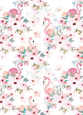 Rollo Fenster mit Motiv Flamingos zwischen Blumen