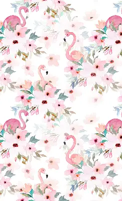 Rollo Fenster mit Motiv Flamingos zwischen Blumen