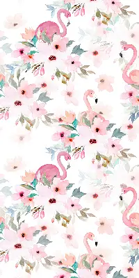 Rollo Fenster mit Motiv Flamingos zwischen Blumen