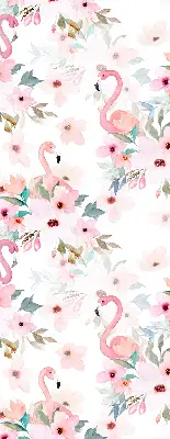 Rollo Fenster mit Motiv Flamingos zwischen Blumen