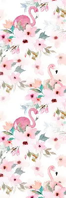 Rollo Fenster mit Motiv Flamingos zwischen Blumen