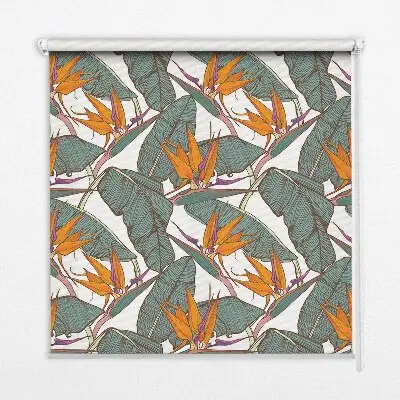 Fensterrollo innen mit Blüten und Blättern Design