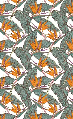 Fensterrollo innen mit Blüten und Blättern Design