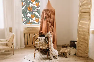 Fensterrollo innen mit Blüten und Blättern Design