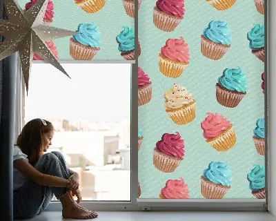 Fensterrollo mit Cupcakes Motiv