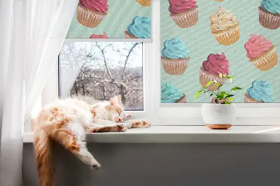 Fensterrollo mit Cupcakes Motiv