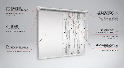 Fensterrollo für den Innenbereich mit Streifen- und Punktemuster