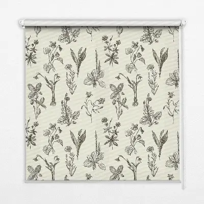 Fensterrollo mit Motiv gezeichnete Blumen