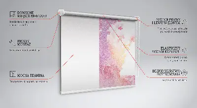 Rollo Fenster mit künstlerischem Farbklecksmotiv