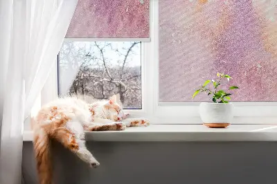 Rollo Fenster mit künstlerischem Farbklecksmotiv