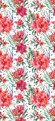 Fensterrollo mit Motiv roter Blüten