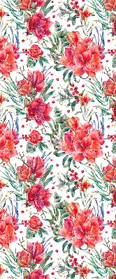 Fensterrollo mit Motiv roter Blüten