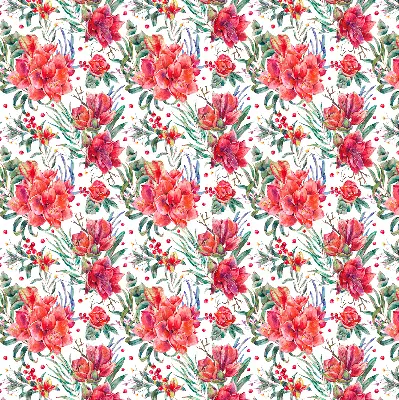 Fensterrollo mit Motiv roter Blüten