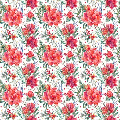 Fensterrollo mit Motiv roter Blüten