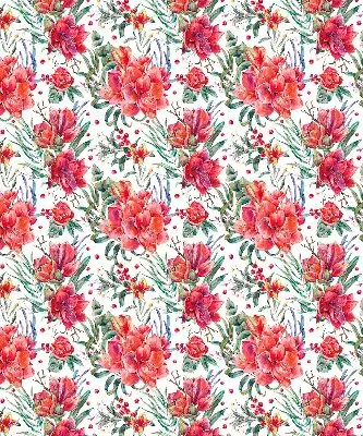 Fensterrollo mit Motiv roter Blüten