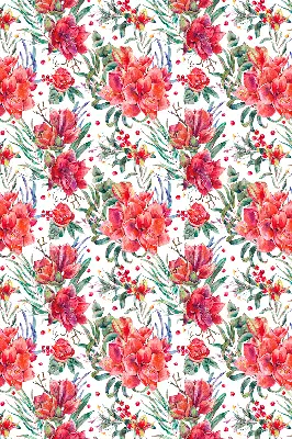 Fensterrollo mit Motiv roter Blüten