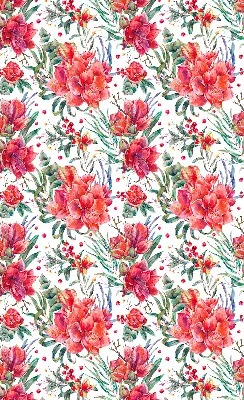 Fensterrollo mit Motiv roter Blüten