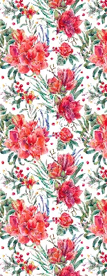 Fensterrollo mit Motiv roter Blüten