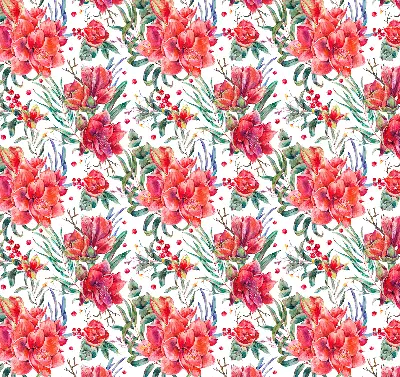 Fensterrollo mit Motiv roter Blüten