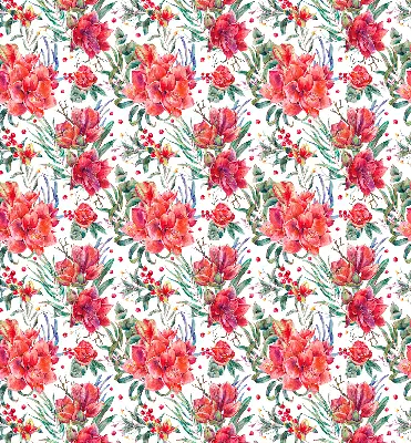 Fensterrollo mit Motiv roter Blüten