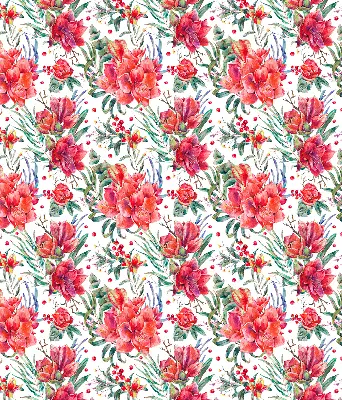 Fensterrollo mit Motiv roter Blüten