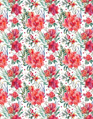 Fensterrollo mit Motiv roter Blüten