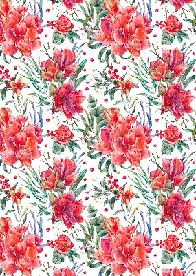 Fensterrollo mit Motiv roter Blüten