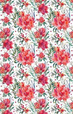 Fensterrollo mit Motiv roter Blüten