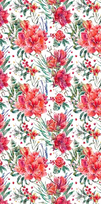 Fensterrollo mit Motiv roter Blüten