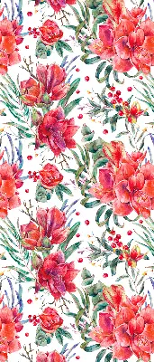 Fensterrollo mit Motiv roter Blüten