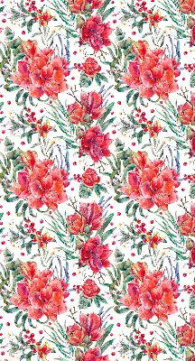 Fensterrollo mit Motiv roter Blüten