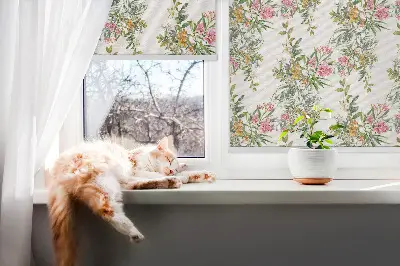 Fensterrollo für den Innenbereich mit Blumenmotiv