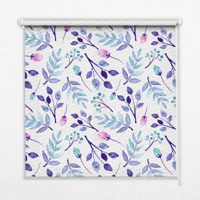 Fensterrollo mit blauem Blumenmuster