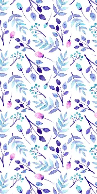 Fensterrollo mit blauem Blumenmuster