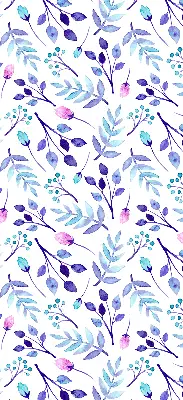 Fensterrollo mit blauem Blumenmuster