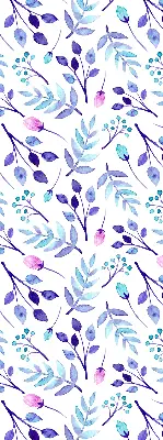 Fensterrollo mit blauem Blumenmuster